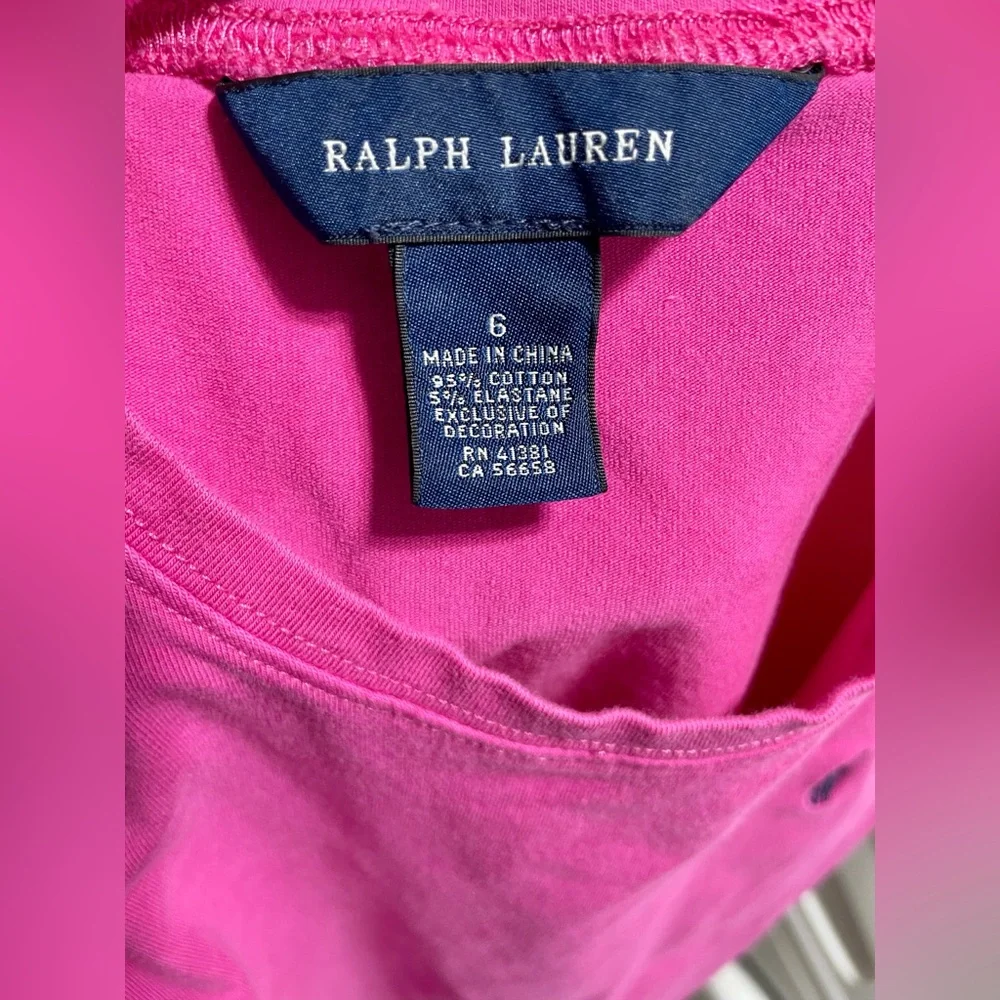 Ralph Lauren girls size 6 pink long sleeve logo tshirt